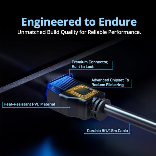 Image of Kado 5ft HDMI Cable 2-Pack, High Speed HDMI 1.4 Ethernet Male-to-Male 1.5m | 1920x1080 FHD 144Hz 100Hz 60Hz HDCP, Genuine Parts Made for Sceptre Monitor, TV, Gaming Console, PC, Laptop, Projector
