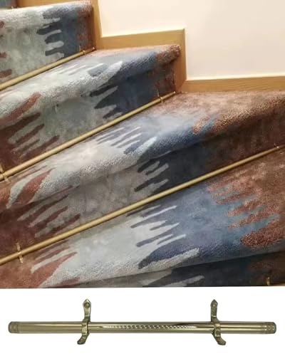 ENHEN Stair Runner Rods Secure Stair Carpet Tubing Set with Holder Bracket Hardware, Commercial Elegant Polished Round Metal Rod Indoor Decor, Easy to Install(1pc,50cm/20in/1.6ft)