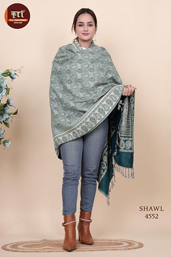 Image of KRITI Paisley Design Woollen Beige Color Shawl For Women