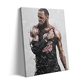 VYPEROCK Framed Basketball Canvas Wall Art, LeBron James Poster Prints NBA Star Sports Artwork Decoration Motivational Wall Decor for Gym Game Room Dorm Office Home Bedroom Living Room, 8x10inch