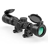 UUQ VibeShield Rifle Scope with Mil-dot Reticle - Shockproof SFP Optics for Hunting and Airsoft, Fit Large Caliber & High Recoil Guns, FMC Green Lens, 1-Inch Tube, Includes 20mm Mounts (2-7X32)