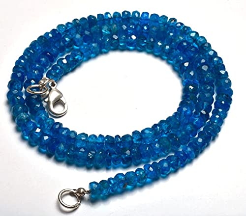 Apatite bleue néon collier de perles facettées de qualité gemme pour joaillerie