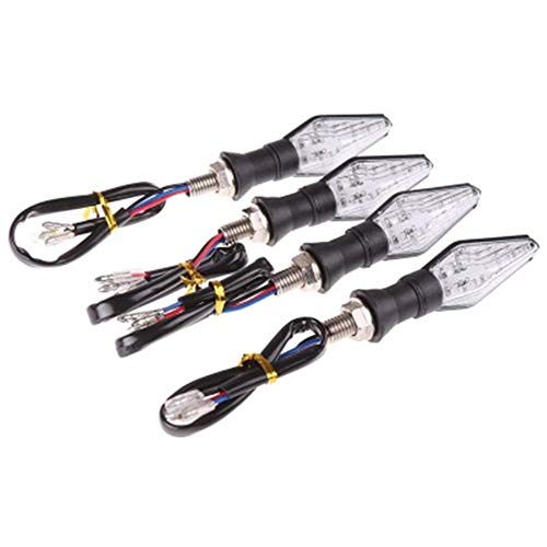 4Pcs Clignotant LED Moto Feu Clignotant Ampoule - Voyant 12 LED Bleu Clignotant Jaune 12V Universel pour Moto Moto Scooter Quad Cruiser Harley Cover