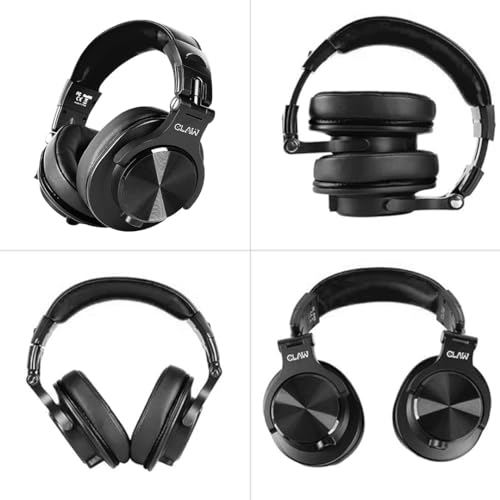 CLAW SM50 PRO Professional Studio Monitoring DJ Wired Headphone with Protein Leather Cushions | 2 Detachable Cables (2.8m Coiled & 1.2m Straight Cable with Mic and in Line Control) Black