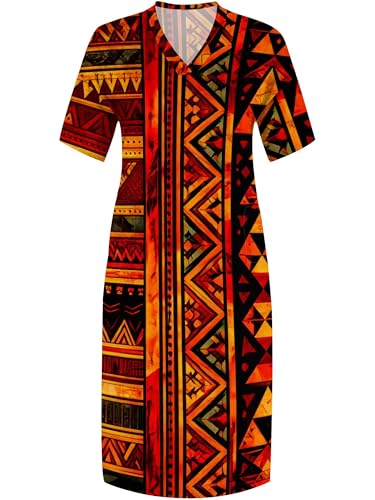 Image of SUZONANA Plus Size Dresses for Curvy Women African Print American Dress Summer Outfits Casual Loose with Pocket
