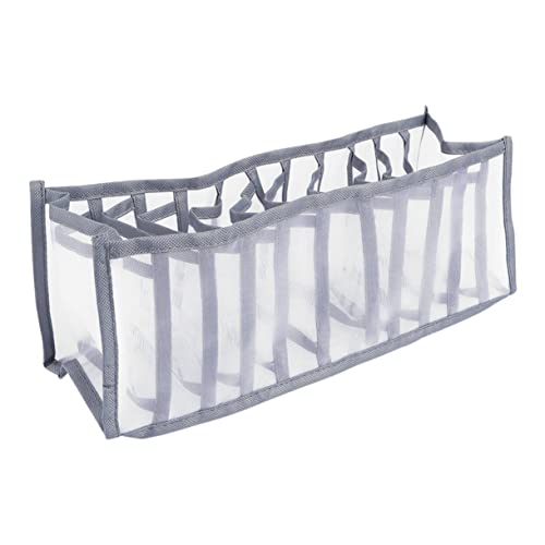 OKUMEYR 1Pc Underwear Organizer Box Multi Purpose Storage Case with Dividers for Socks Bras and Ties Blue and Grey for Closet Organization