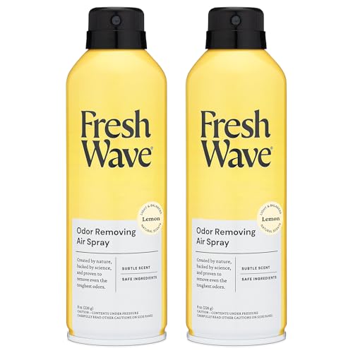 Fresh Wave Lemon Odor Eliminator Spray & Air Freshener 8 oz. | Pack of 2 | Non-Aerosol Fine Mist | Safer Odor Relief | Natural Plant-Based Odor Eliminator | For Furniture Fabrics & Trash