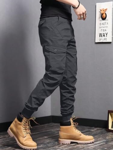 Image of Leriya Fashion Men's Cargo Pants | 6 Pocket Cotton Cargo Joggers for Men | Loose Fit Stylish Pant with Pockets | Casual Baggy Trousers & Streetwear Lower