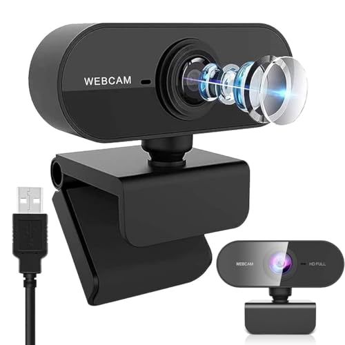 KQLHLHDYZ Webcam avec microphone, caméra Web Full HD 1080p pour PC, ordinateur portable, ordinateur de bureau, Mac, caméra Web USB Plug and Play pour...