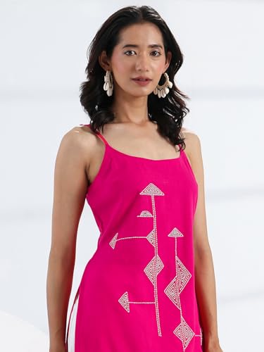 Image of Libas Embroidered Cotton Straight Kurta | Ethnic Wear