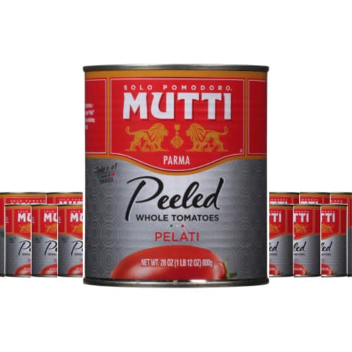 Mutti Whole Peeled Tomatoes (Pelati), 28 oz. | 12 Pack | Italy’s #1 Brand of Tomatoes | Fresh Taste for Cooking | Canned Tomatoes | Vegan Friendly & Gluten Free | No Additives or Preservatives