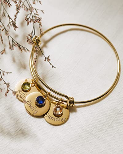 image for MignonandMignon Personalized Birthstone Bracelet Mother's Day Gift Nam