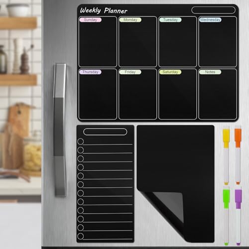 VZXZXE Planning semaine magnetique, Calendrier Magnetique Organisateur Tableau Frigo Planifier Les Repas Familiaux effacable, Listes De Courses ou Une Aide A...