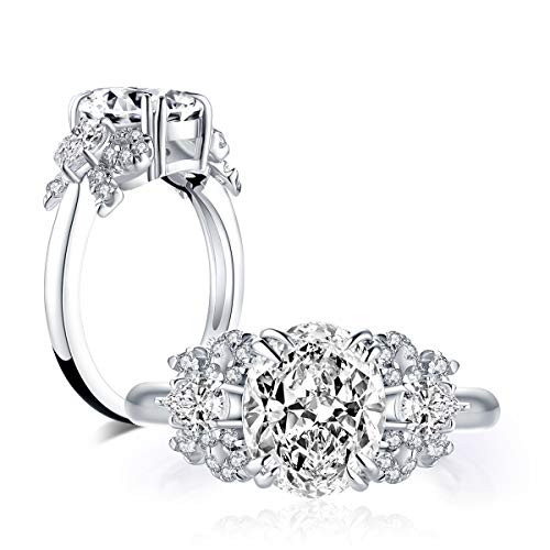 AINUOSHI 3 Carat Cubic Zirconia CZ Sterling Silver Engagement Ring, Solitaire Wedding Ring, Anniversary Ring, Ideal Gift Choice