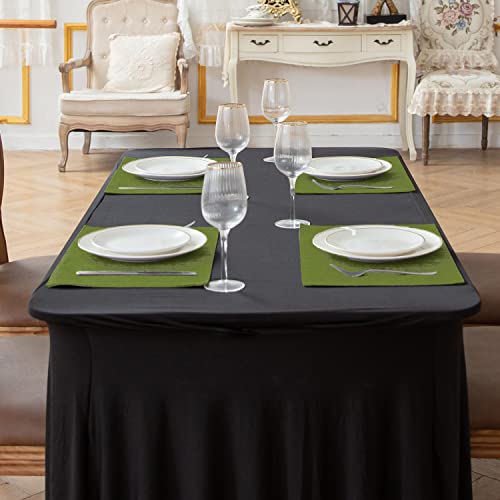 Rinpon Cloth Placemats Set Of 8, Linen Type Fabric Placemats Machine Washable Placemats Heat Resistant Placemats Wrinkle Free Thick Polyester Kitchen Place Mats For Dining Table (Green) #TOP2