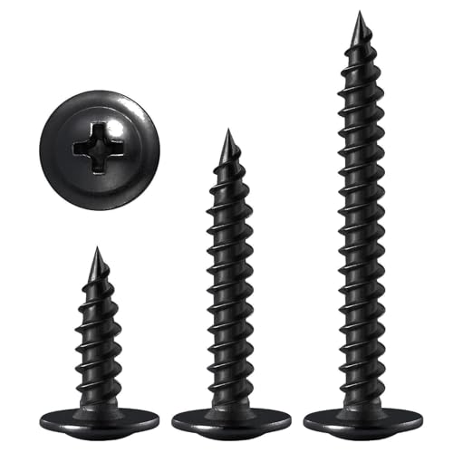Image of Wensilon(400 pcs)#6x3 /4 inch Phillips Truss Head Wood Screws Black Galvanizing Quick Metal Self Tapping.