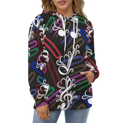Hoodie notes de musique UMENG pull à capuche unisexe noir taille S - 5
