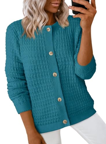 Dokotoo Womens Chunky Cardigan Sweaters for Women Cardigans Long Sleeve Open Front Sweater Button Down Jacket Womens Gifts for Christmas,Skobeloff Medium