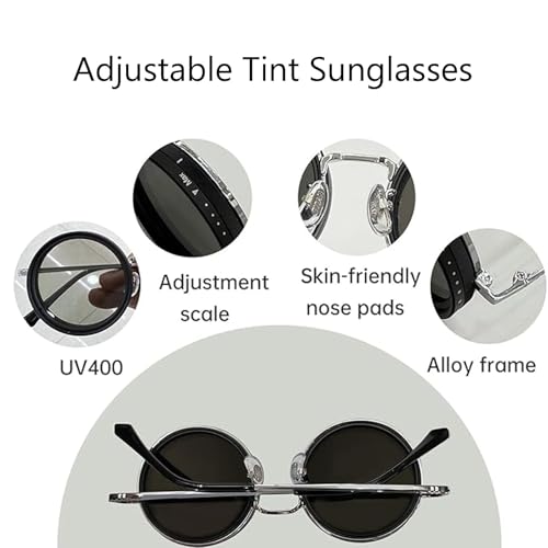 Adjustable Tint Sunglasses for Men, 1-9 Gears Rounded Polarized Glasses with Nd Filter Lensesadjust Shade Sunglasses for Men Beach Shady Fishing Driving2