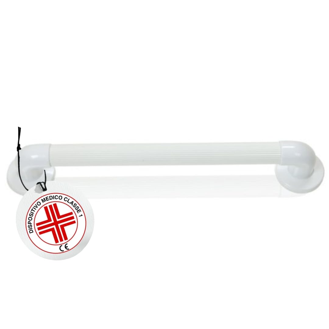 Maniglia Doccia Anziani da Parete in PVC, Maniglione Bagno Disabili, Maniglia per Doccia di Sicurezza – Bianca, 45 cm