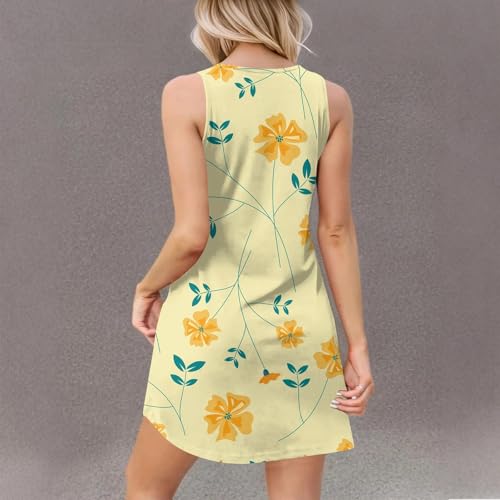 Women Summer Dresses Sleeveless V Neck Swimsuit Coverup Vacation Casual Sundress Printed Beach Dress with Pocket4