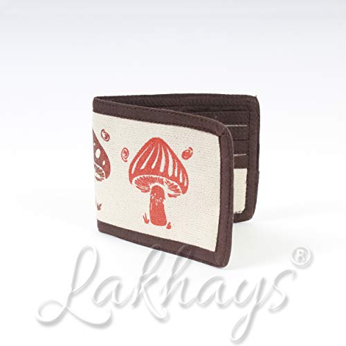 Mushroom Print Bi Fold Wallet-Brown2