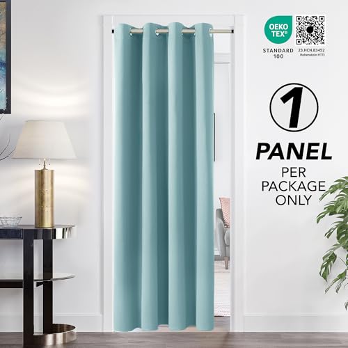 Image of Deconovo Blackout Curtain, 52x84 Inch, Light Blue