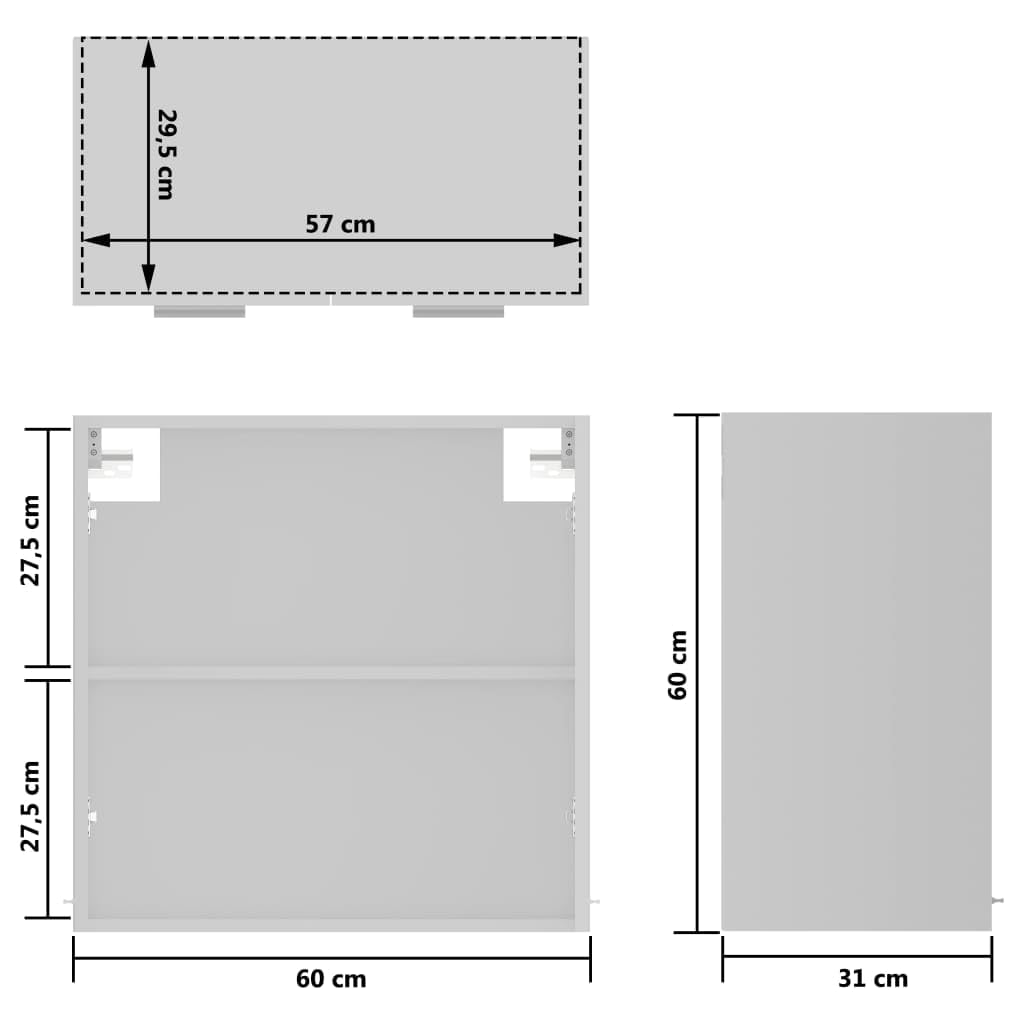vidaXL Hängeschrank Lyon, 60x31x60 cm, Weiß, Holzwerkstoff & Glas, Wandregal, Bad- & Küchenaufbewahrung, Home Organizer