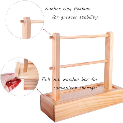 Image of Viredelo Yarn Holder Dispenser for Crocheting, Burlywood | Storage Box, Twizzter Portable, Handmade Wood, Yarn Ball Holder