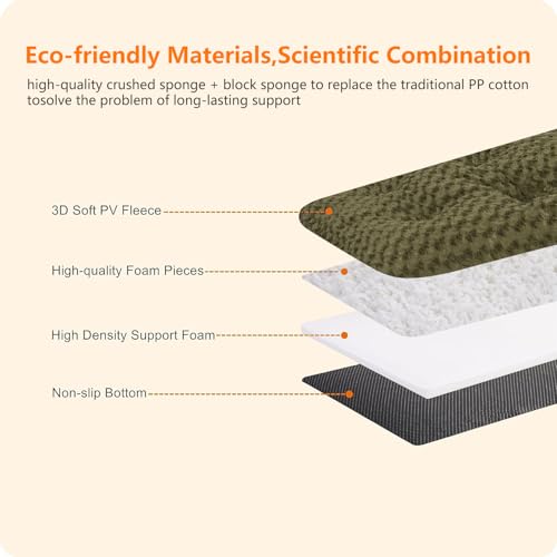 HMTOPE Orthopädisches Hundebett, Hundematte im Doppelstock-Design, Waschbar Hundekissen, Abnehmbar Hundekorb, 120 cm für Große Hunde, Olivgrün