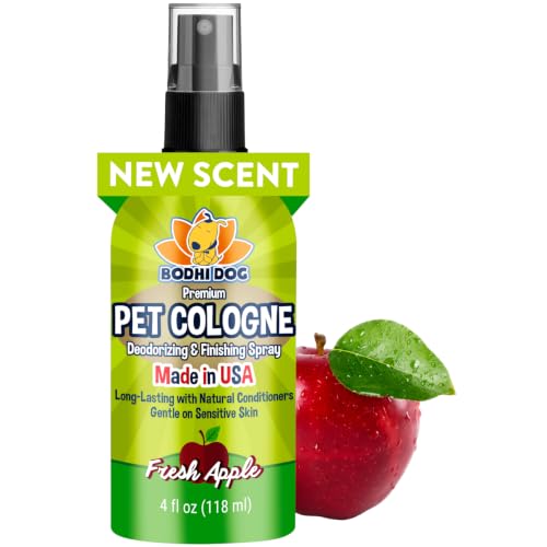 Bodhi Dog Premium Dog Cologne - Deodorizing Dog Perfume &amp; Conditioner for Dogs &amp; Cats - Natural Long Lasting Spray - Keeps Pets Fresh All Day - Gentle &amp; Safe Formula, Made in USA (Fresh Apple 4 Fl Oz)