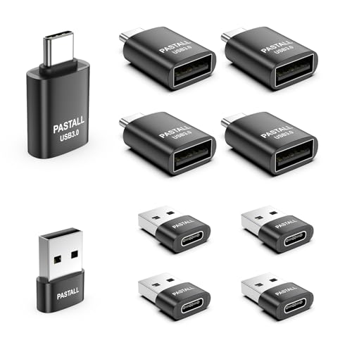 Pastall USB to USB C Adapter Combo 10 Pack USBA to USBC OTG Charger Adapter Compatible with MacBook Pro/Air iPhone 17/16/15 Pro Max iPad Samsung Galaxy S24/S23/S22(Black)
