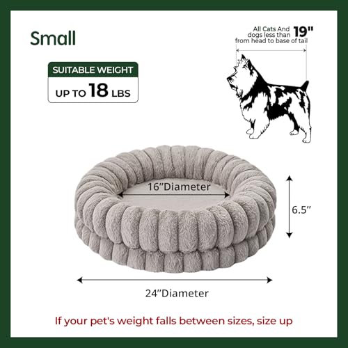 Image of BALANCE Luxury Donut Dog Bed, 24 Inches Round Dog Beds for Small Dogs Washable, Orthopedic Calming Pet Bed for Puppy and Cats with Anti-Slip Bottom (Oatmeal)