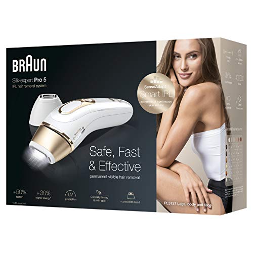 Braun Silk·expert Pro 5 Nieuwste Generatie IPL Ontharing, Alternatief Voor Laserontharing, Zichtbare Ontharing, PL5137, Wit/Goud - Image 7
