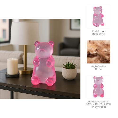 Ornamento Estatuilla Transparente de Oso de Goma Rosa 7" miniatura 5
