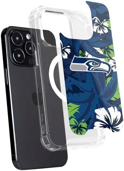 Skinit Phone Case Compatible with MagSafe iPhone 15 Pro - Officially Licensed NFL Seattle Seahawks Tropical Print Design
