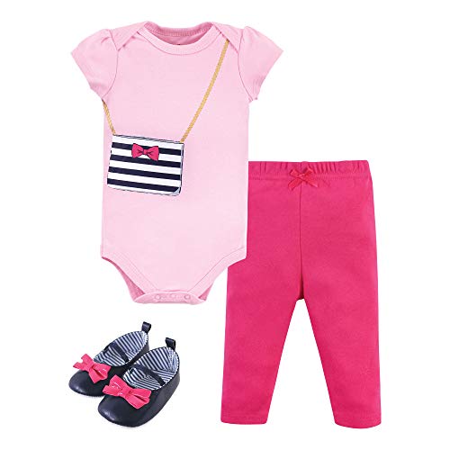 Image of Little Treasure Unisex Baby Cotton Bodysuit, Pant and Shoe Set
