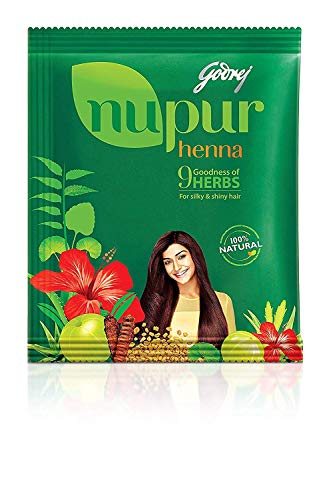 Godrej Nupur Henna Natural Mehndi for Hair Color with Goodness of 9 Herbs 120gram X 6 Packs