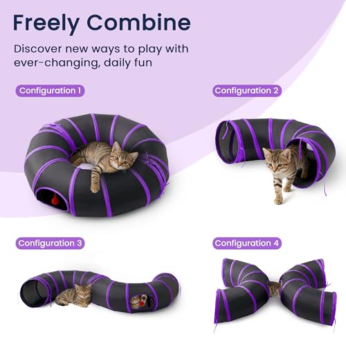 Tunnel pour chat pliable violet pour stimuler un chaton inactif - 5