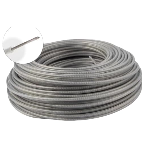 FlyNautics Grass Strimmer Line,0.12inx131Ft Steel Thread for Cutting Grass Nylon Steel String Trimmer Spool 3.0mm 40m Round Wire for Garden Trimmers (Nylon Steel, Grey)