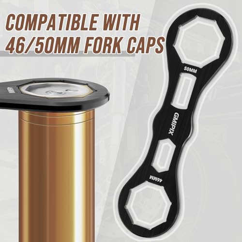 Image of 46mm 50mm Fork Cap Wrench for Octagonal Motorcycle Fork Tube Cap Bolts Install and Removal Tool (Black)
