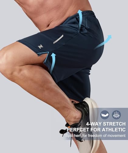 ZITY 7” Inseam Mens Athletic Running Shorts Mesh Quick Dry Gym Shorts Navy - image 4