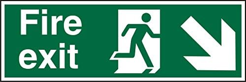 Cartello Uscita Di Sicurezza Uomo In Corsa Con Freccia, 450x150 Mm, Plastica Semi-rigida Autoadesiva, Colori Verde E Bianco, Seco Fire Exit - 2