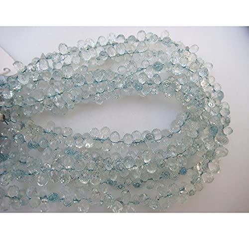 Perles en aigue-marine véritable 6x4mm, gouttes facettées de qualité supérieure pour bijoux