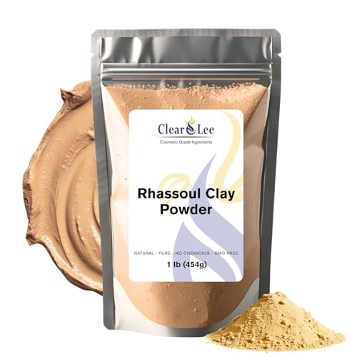 ClearLee Rhassoul Ghassoul Clay Cosmetic Grade Powder - 100% Pure Natural Powder - Great For Skin Detox Rejuvenation and More - Heal Damaged Skin - DIY Clay Face Mask (1 LB)
