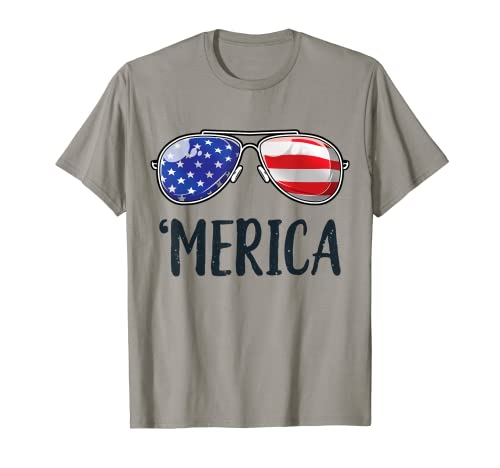Merica 4th Of July Sunglasses Kids Boys American Flag Maglietta