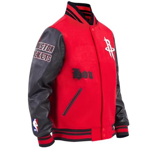 Pro Standard MENS NBA HOUSTON ROCKETS OLD ENGLISH VARSITY JACKET RED/BLACK L - Image 3