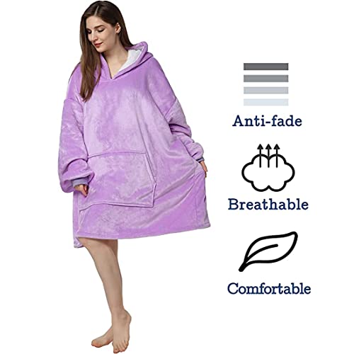Image of Maharsh Oversized Hoodie Blanket Women Ultra Plush Fleece with Soft Sherpa Reversible Warm Cosy Comfy Wearable Hooded Giant Sweatshirt Throw for Girls Adults Men Boys Kids Big Pocket