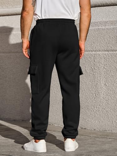 Yousify Mens Fleece Cargo Pants Casual Jogger Elastic Waist Drawstring Hiking Pants Track Sweatpants with Multi Pockets3