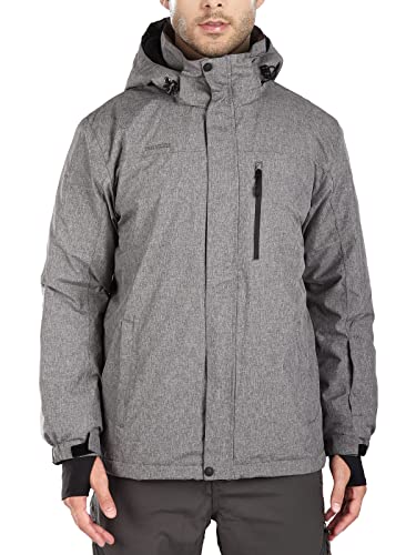 FREE SOLDIER Men's Waterproof Ski Snow Jacket Fleece Lined Warm Winter Rain Jacket with Hood Fully Taped Seams(Heather Gray,L)